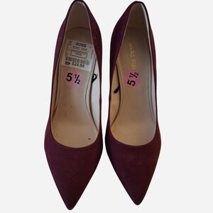 Womens 3 inch heels Marc Fisher burgundy suede heels Gold detail on heel
